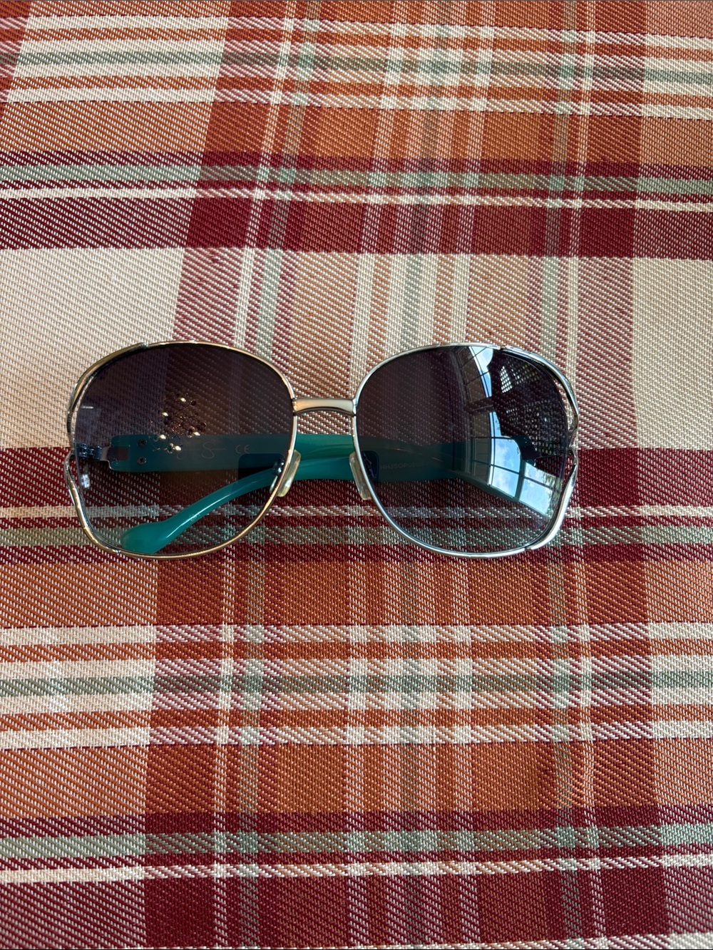 Jessica Simpson Teal Temple Silver Frame Women's Sunglasses